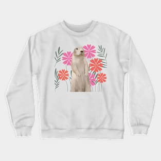 Cute Groundhog Pink Flowers Crewneck Sweatshirt